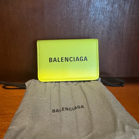 Balenciaga Handbags - Balenciaga Neon Yellow Card calfskin Wallet